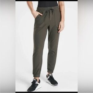 Athleta Womens Farallon Jogger Pants Size 0 Gray Pockets Gray Charcoal Tie Waist
